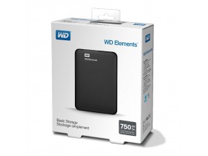 HDD External Western Digital 750GB USB 3.0 Elements Portable Black WDBUZG7500ABK